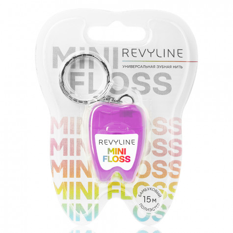 Зубная нить вощеная Revyline floss mini полиэстер с бамбуковым углем, 15 m